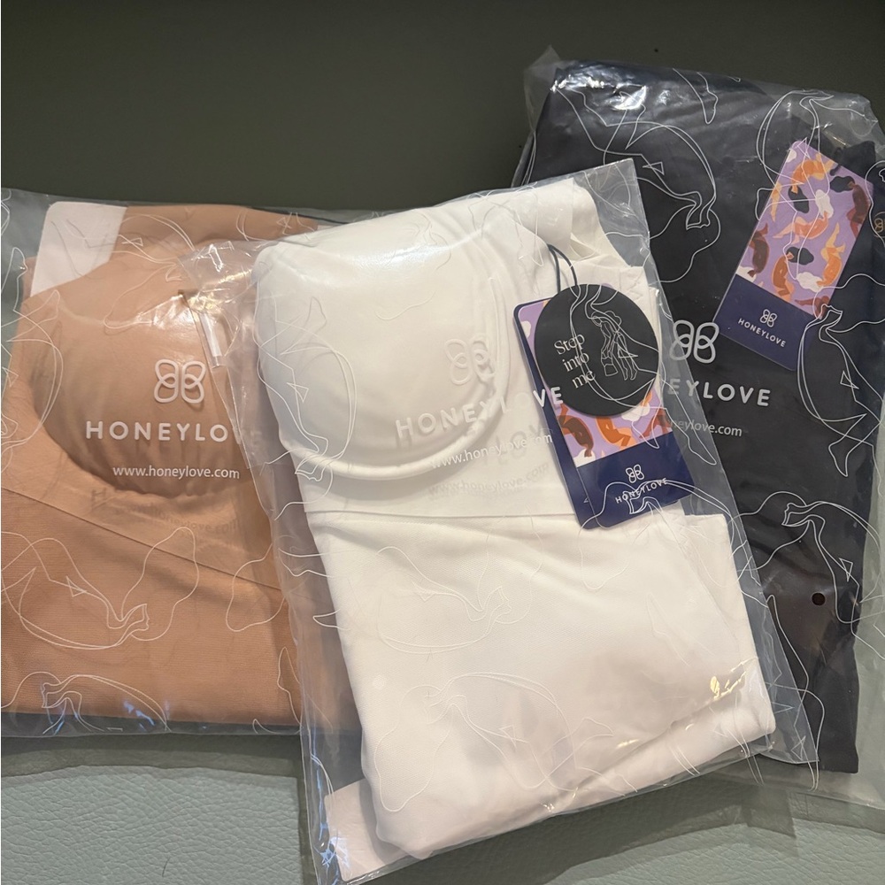 Bundle of 3 Honeylove Shapewear Pieces - 2 Tank Liftwear, 1 Midthigh Bodysuit